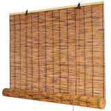Reed Roller Blinds Bamboo Blinds Bamboo Shades Roman Blinds Outdoor Shades, Ventilation and Sun Protection, for Windows Porch Patio, Easy to Install and use-Carbonized Color ZAZRLW