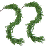 Hananona 2 Pcs Artificial Norfolk Pine Garlands, Real Touch Winter Pine Garland, Green Artificial Greenery Garland for Table, Mantle, Wall, Indoor, Outdoor Christmas Decorations (2, 6 FT) Hananona