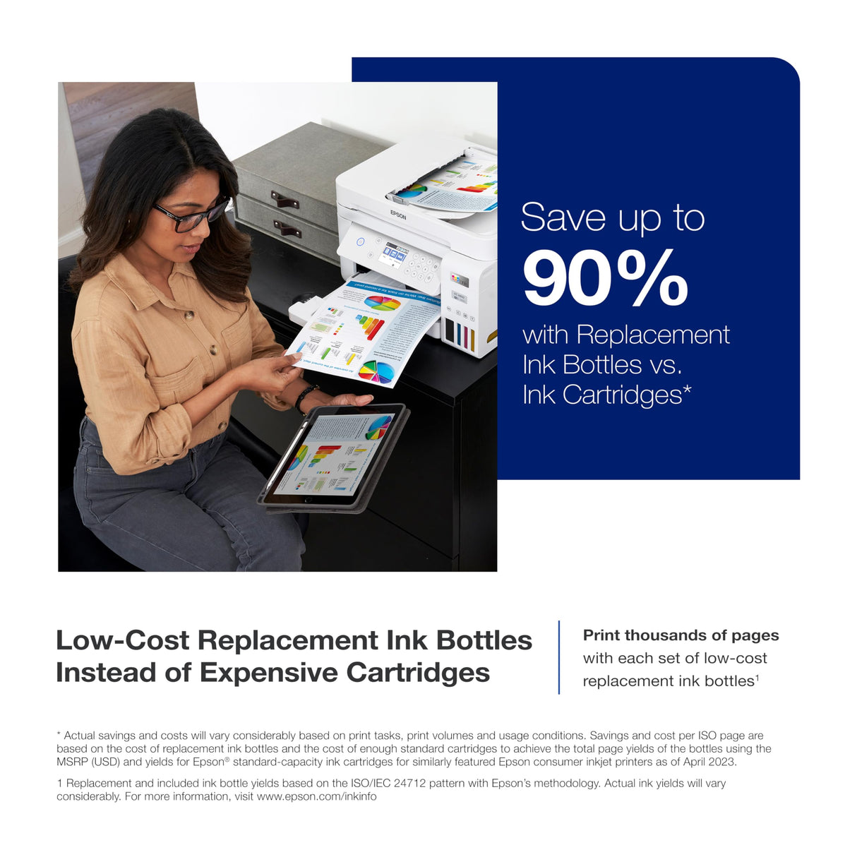 Epson EcoTank ET-3843 Wireless Color All-in-One Cartridge-Free Supertank Printer with Scanner, Copier, ADF and Ethernet-for The Ultimate Home Office, White Epson