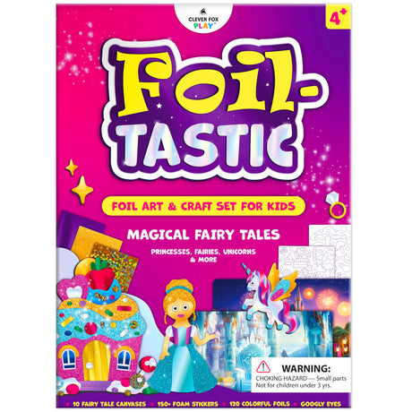 Foiltastic Art & Craft Set for Kids – Fun Mess-Free Kit with Fairy-Tale Foam Stickers & Foil Sheets, Creative Game for Girls & Boys Ages 4, 5, 6, 7, 8, 9 with Unicorns, Princesses, Pirates, Mermaids Clever Fox Play