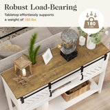 RoyalCraft Farmhouse Entryway Table with Storage, 46" Console Table with Sliding Barn Door, Wood Rustic Sofa Table with Adjustable Shelf for Hallway, RoyalCraft