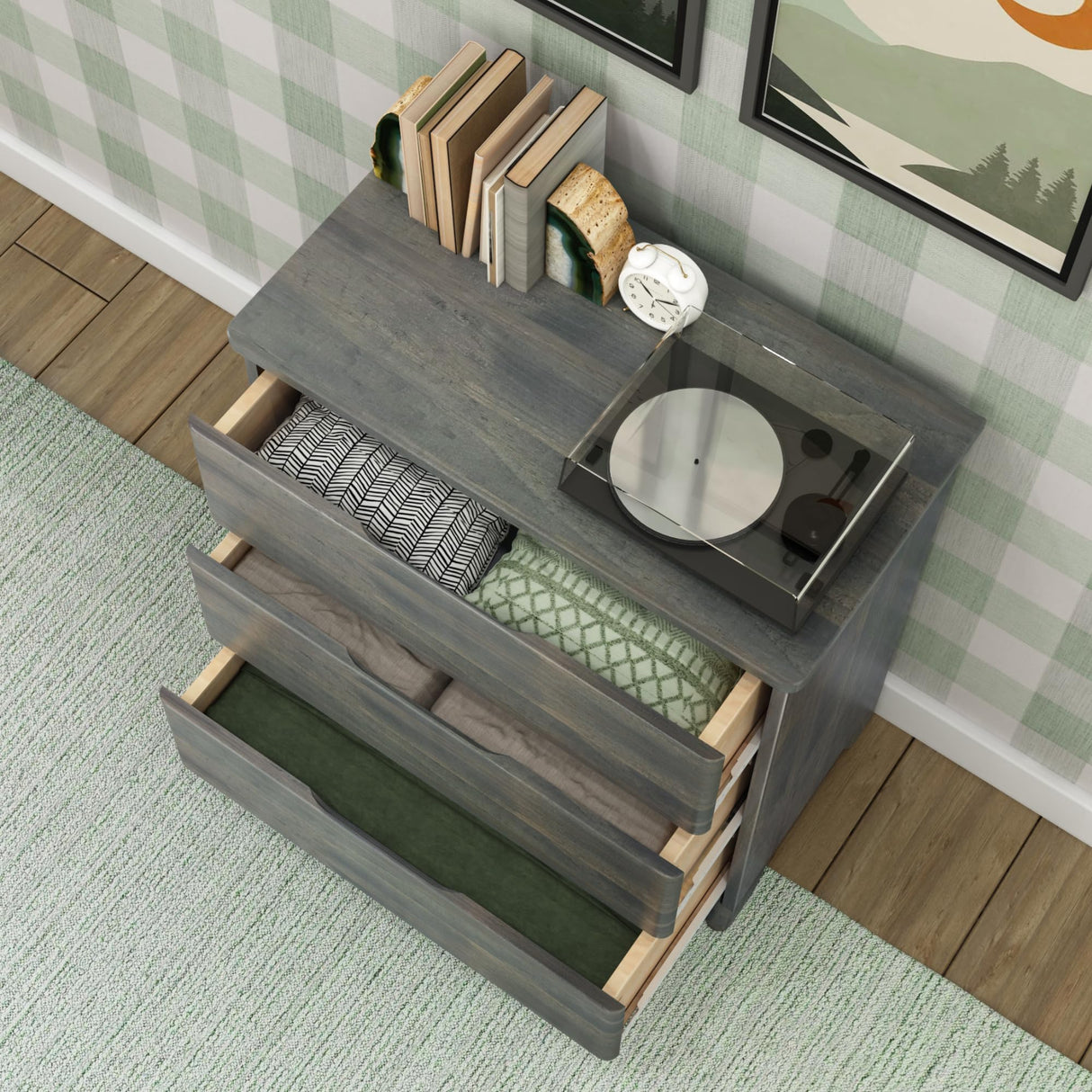 Max & Lily Modern Farmhouse, 3 Drawer Dresser, Driftwood Max & Lily