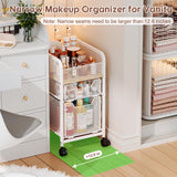 Hongtamoya Rolling Makeup Cart Organizer with 2 Drawers, Narrow Floor Skincare Organizers, Vanity Organizer Cosmetics Display Cases Holder for Skin Care Nail Polish Perfume Makeup Brush, White Hongtamoya