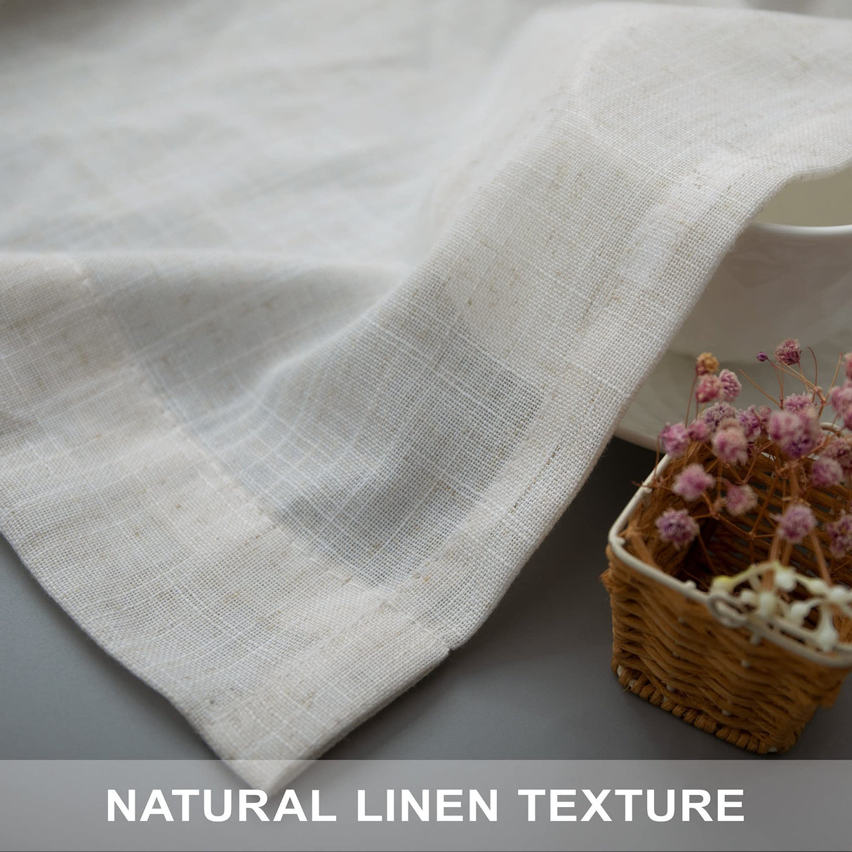 Natural Linen Curtains 108 Inches Long for Living Room 2 Panels Set Loop Pocket Back Tab Draperies Neutral Earth Tone Soft Cotton Textured Semi Sheer Linen Curtains for Large Window Vertical 9 FT Tall Pitalk