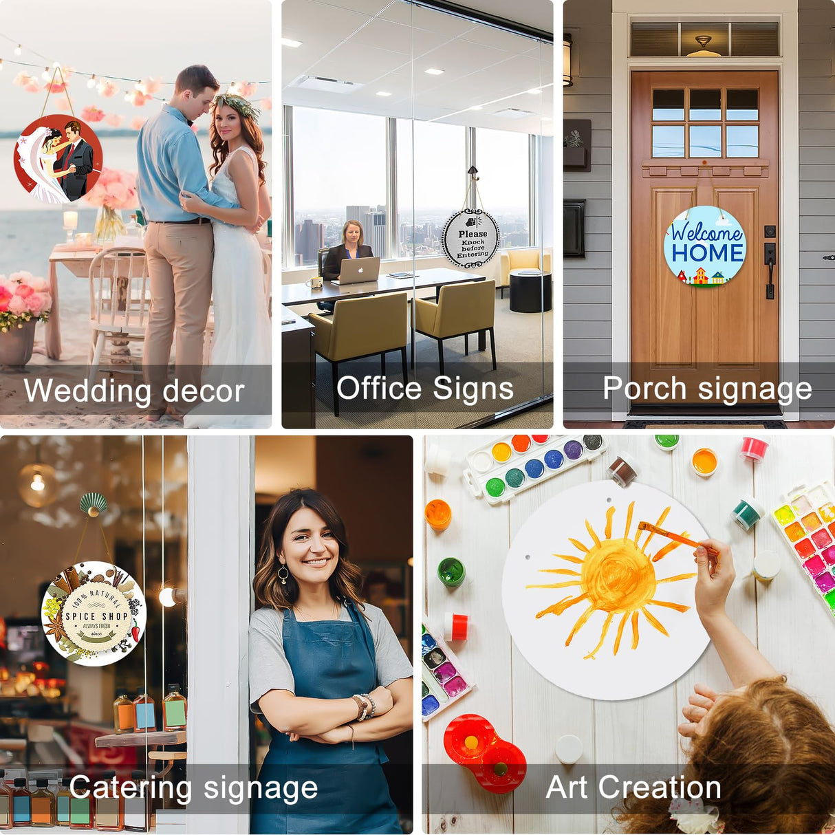 10Pack 10inch Sublimation Door Hanger Blanks, Aluminum Round Unfinished Blank Door Hanger Sign, Metal Wall Hanging Sublimation Ornament Blanks with Rope for Heat Press Machine, DIY Craft, Custom Decor HYHOSHI