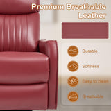 Manual Swivel Rocker Recliner Chair for Adults, Overstuffed Reclining Glider Chair for Nursing with Vibration Massage & Heat, Living Room Rocking Recliner 2-Stage backrest, Faux Leather Red EZZUP