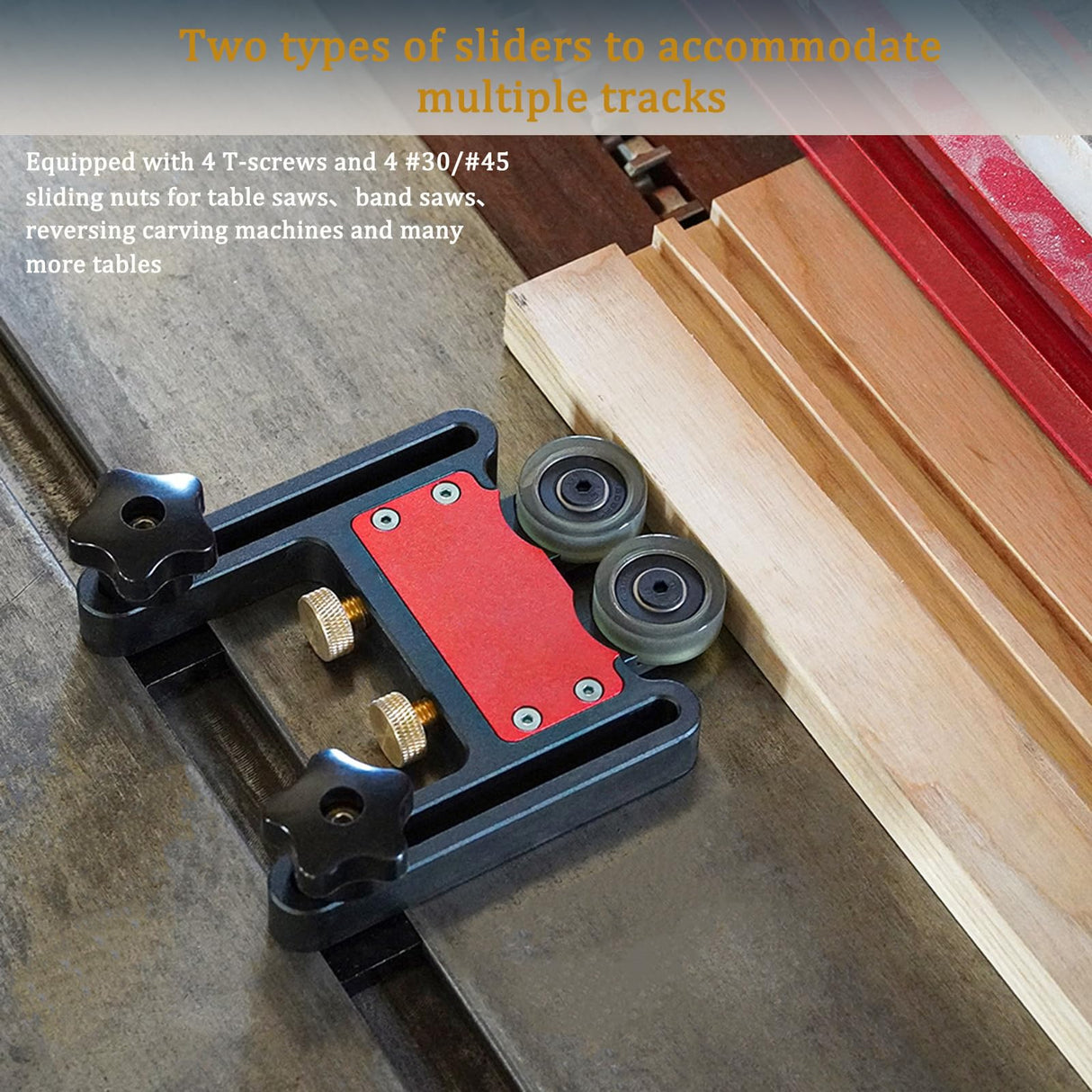 Table Saw Feeder - 2pcs Woodworking Table Saw Pressing Feeder Guider, Dual Bearing Roller Feather Boards for Table Saw, Multi-Purpose Feather Loc Hesderty