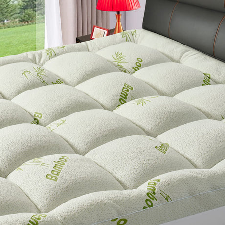 Full Size Mattress Topper for Back Pain,Premium Viscose Made from Bamboo 1200 GSM Extra Thick Mattress Pad,Quilted Fitted Pillow Top Mattress Cover with Deep Pocket Up to 21 Inches（54 * 75inch） PATSBA