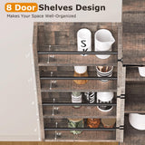 Teekyooly 72" Tall Farmhouse Kitchen Pantry Cabinet, Large Storage Cabinet with 6 Adjustable Shelves, 4 Barn Doors & Drawer for Bathroom, Dining Room, Brown Teekyooly