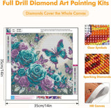 Axquilon Butterfly Diamond Art Kits for Adults - Rose Diamond Painting Kits for Adults Beginner, DIY 5D Full Drill Gem Art for Home Wall Decor 14x14 inch Axquilon