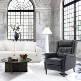 COLAMY Wingback Pushback Recliner Chair, Modern Upholstered Leather Living Room Chair Armchair with Button Tufted Back, Black COLAMY