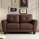 Genuine Leather Loveseat Sofa, 2 Seater Modern Sofa Couch for Living Room, Brown (62'') Secsofier
