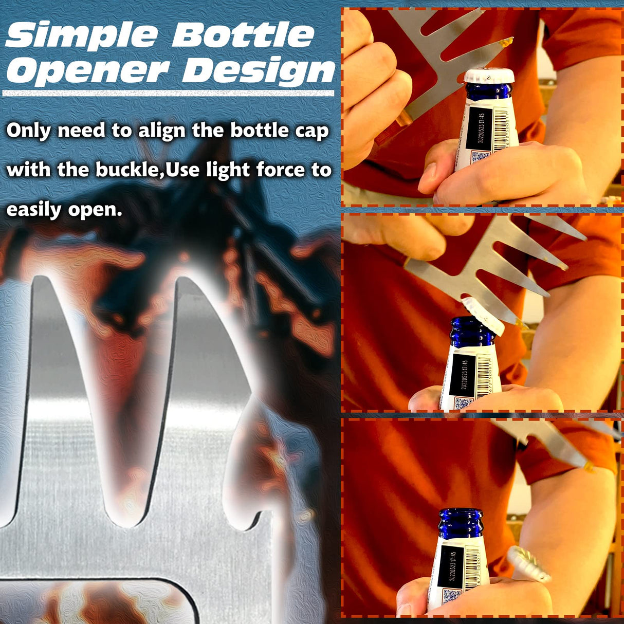 LOPE & NG Meat Handler Shredder Claws Set Of 2 - Wood Stainless Steel BBQ Pulled Pork Paws For Shredding Handing Carving Food LOPE & NG