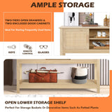 LAZZO 47" Rattan Console Table - Multi-Functional Narrow Entryway & Sofa Table with Storage Cabinets and Drawers LAZZO