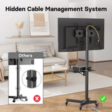 BONTEC Mobile TV Stand with Tilt, Rolling TV Stand Fits 23-60" LED, LCD, OLED, Flat Curved TVs Up to 88 lbs, Height Adjustable TV Cart with Laptop Shelf, Max VESA 400x400mm BONTEC