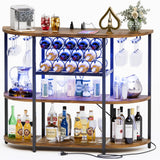 Furmax Wine Bar Cabinet for Liquor Bar Table Bar Cabinet with Lights and Outlet 4-Tier Storage Freestanding Wine Racks with Glass Holder Mini Bars for Home, Bar Furmax