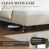 Yaheetech Full Bed Frame Upholstered Platform Bed with Wing Side Tufted Headboard/Sturdy Wooden Slat Support/No Box Spring Needed/Mattress Foundation,Beige Full Bed Yaheetech