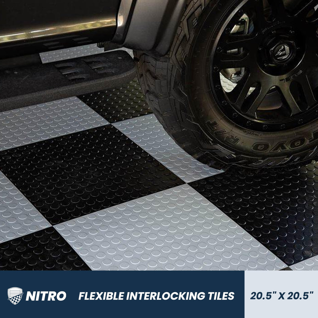 FlooringInc's 4.5mm Flex Nitro Hidden Interlocking Garage Floor Tiles, Flexible PVC Garage Tiles Flooring for a Stronger & Safer Garage, Workshop or Shed, Coin, Shelby Blue, 8 Tiles (20.5"x20.5") IncStores