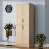 Housoul 71" Tall Pantry Cabinet with 4 Doors, Kitchen Pantry Storage Cabinet, Freestanding Larder Cupboard, Utility Kitchen Hutch with Gold Handles for Dining Room, Bathroom, Oak Housoul