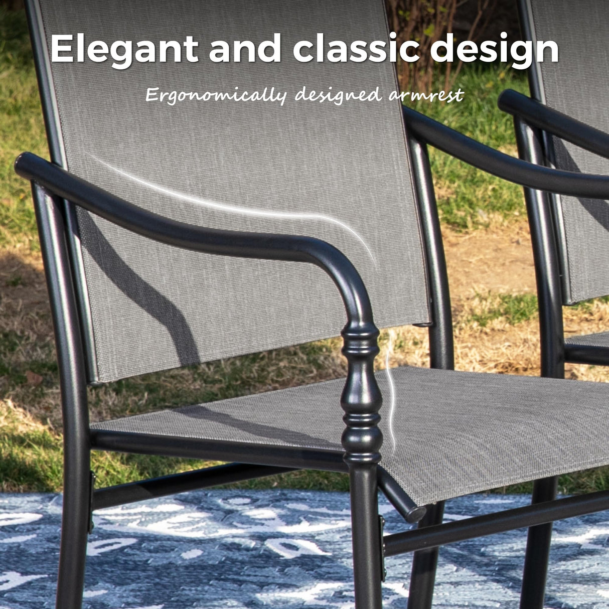 MIXPATIO 9 Piece Patio Dining Set, 8 x Textilene Dining Chairs, 60" Square Outdoor Dining Table with 1.57" Umbrella Hole, for Garden Lawn Porch and Backyard Poolside, Grey MIXPATIO