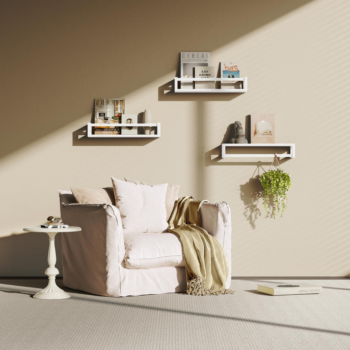 TidyCorner Upgraded Thick Floating Shelves - Multi-Use Wall-Mounted Bookshelves for Kids and Nursery, Ideal for Books, Toys, Spice Rack, Decor - White TidyCorner