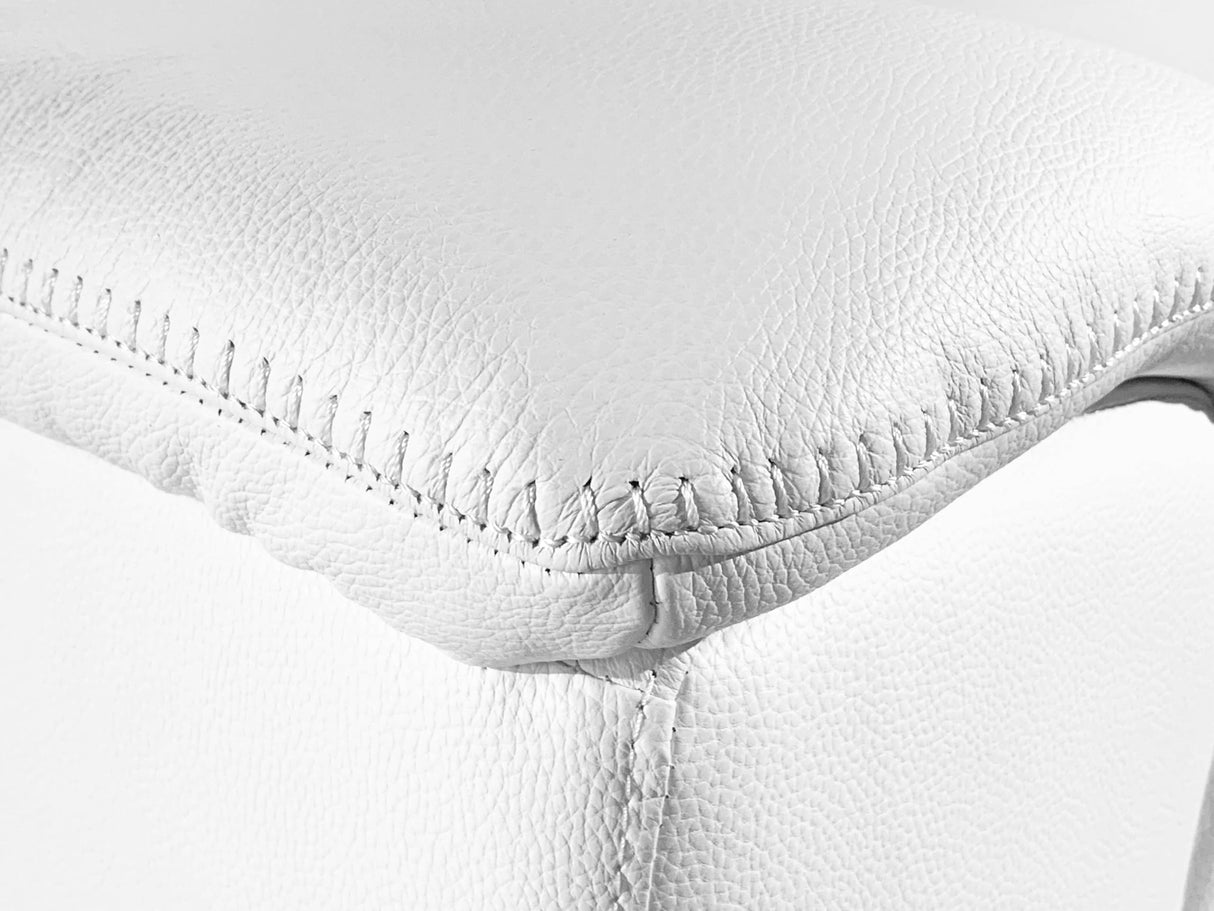Blackjack Furniture Venice Top Grain Italian Leather Power Recliner Chair with Adjustable Headrest Modern Luxury Seating for Living Room Lounge, White Blackjack Furniture