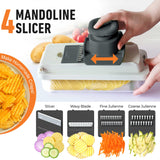 Mueller Vegetable Chopper 9 Blade, Mandoline Slicer, Food Veggie Chopper, Cheese Grater, Onion Vegetable Cutter with Container, Dicer, Kitchen Gadgets & Essentials, White Sand/Grey Mueller