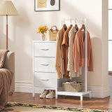AFLUI Dresser for Bedroom with Hanging Rack, 3 Drawers Dresser for Bedroom - White AFLUI