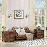 Joaxswe 24" Wide Farmhouse Night Stand Set of 2,Large End Table with 3 Drawers & Metal Handle,Wood Dresser for Bedroom,Bed Side Table Chest of Drawers Cabinet,Brown Nightstand for Living Room,Closet Joaxswe