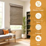 Radiance Cordless Bamboo Roman Shades for Windows - Flatstick Bamboo Blinds for Semi-Private Light Control - Easy to Lift & Fold Up Window Shades - Driftwood - 22.5 in. W x 64 in. L - (2216600E) Radiance