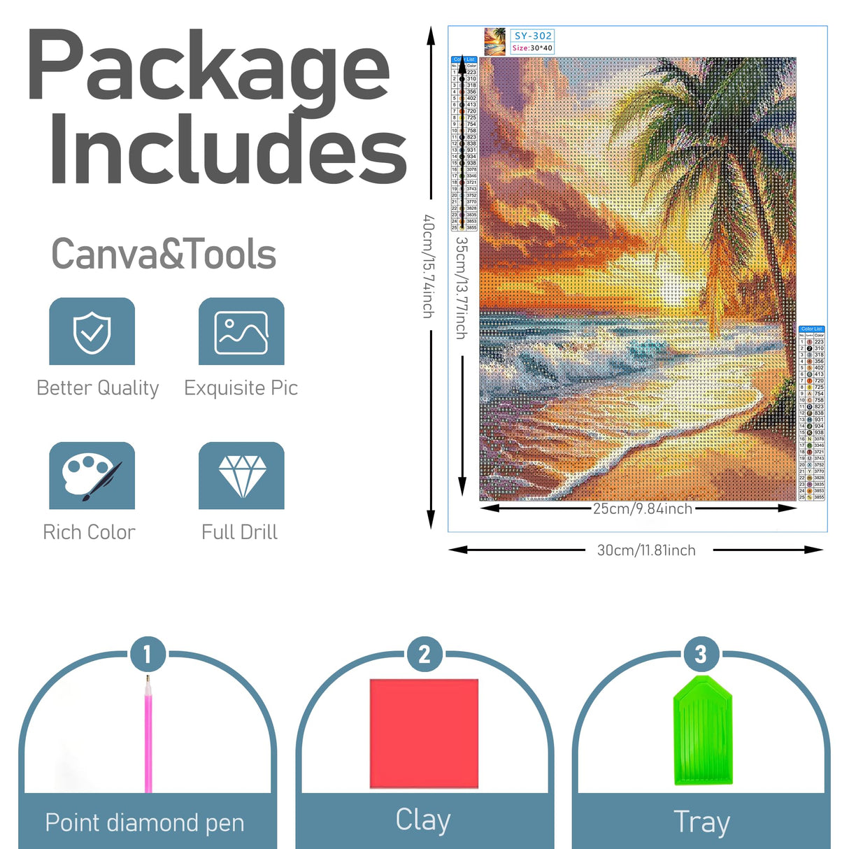 JOASURA Summer Beach Diamond Painting Kits for Adults,DIY Diamond Art Painting Round Full Drill 12x16in,5D Diamond Dots Art for Beginning Home Wall Decor JOASURA