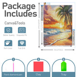 JOASURA Summer Beach Diamond Painting Kits for Adults,DIY Diamond Art Painting Round Full Drill 12x16in,5D Diamond Dots Art for Beginning Home Wall Decor JOASURA