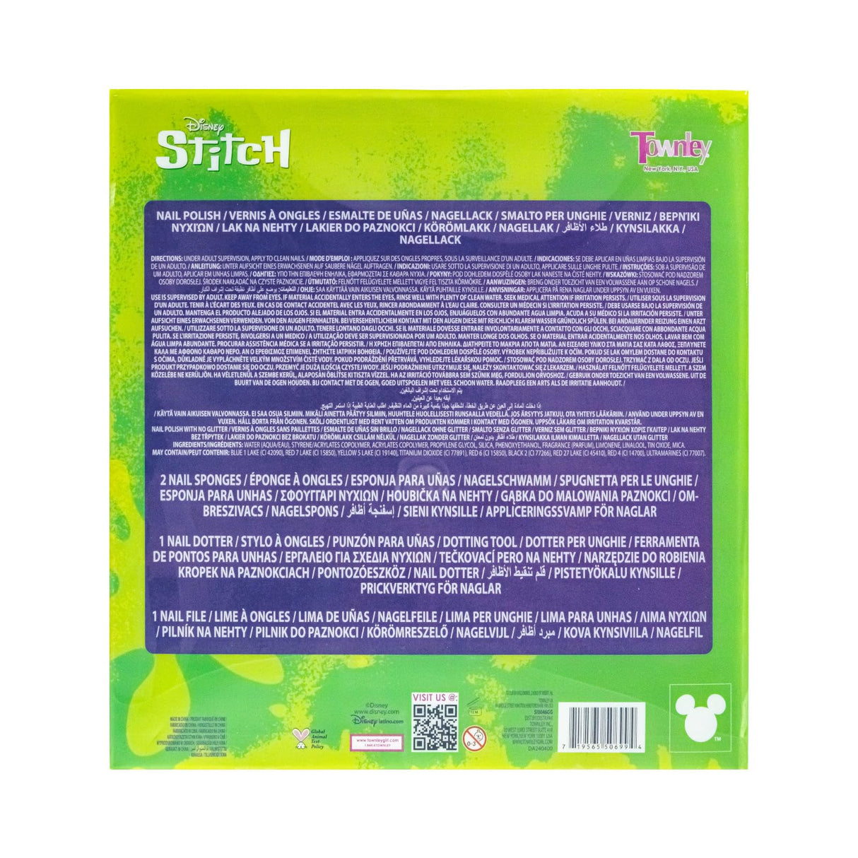 Townley Girl Disney Stitch 15 Piece Water-Based Nail Art Activity Makeup Set, Includes Nail Polish, Nail Brush and Nail Files, For Parties, Sleepovers and Makeovers, Ages 6 Townley Girl