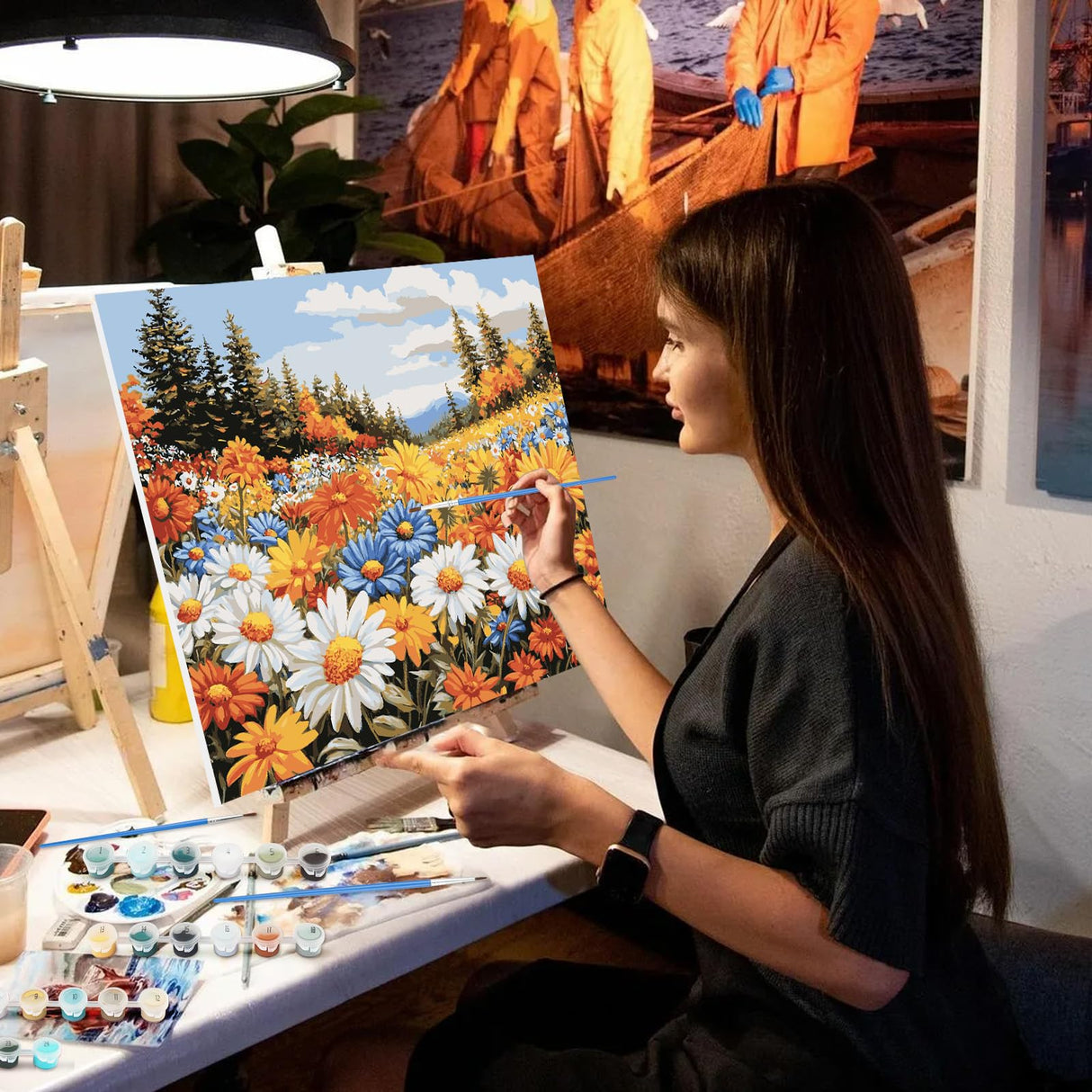 NEWENMO Flowers Paint by Numbers Kit for Adults, Trees Paint by Numbers on Canvas Unframed, DIY Oil Painting Perfect for Beginner, Craft, Hobbies and Home Wall Decor 20x16 in NEWENMO