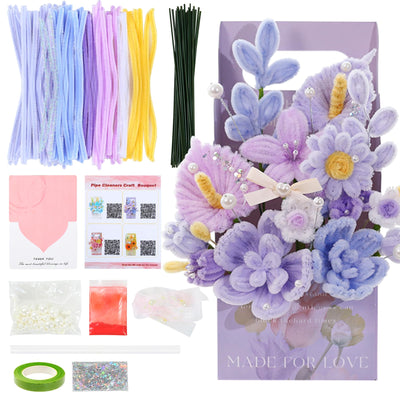 ERNTRNL Pipe Cleaners Craft - Pipe Cleaners Flower Making Kit, Pipecleaners Craft Kit, DIY Flower Bouquet Kit, Pipe Cleaners Bulk for Crafts Art Project Activity