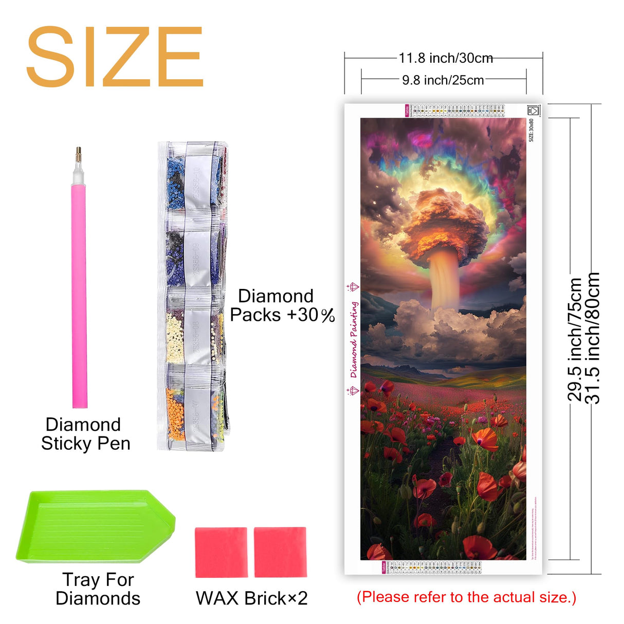 Zariocy 5D Large Diamond Art Kits for Adults Tornado, Diamond Painting Art Landscape Round Full Drill Crystal Diamond Embroidery Paintings Arts Craft for Home Office Wall Decor 31.5x11.81 inch Zariocy