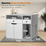 DOUSY Large Cat Litter Box Enclosure, Wooden Washroom Cabinet with Barn Door, Hidden Cat House Side Table, Grey DOUSY