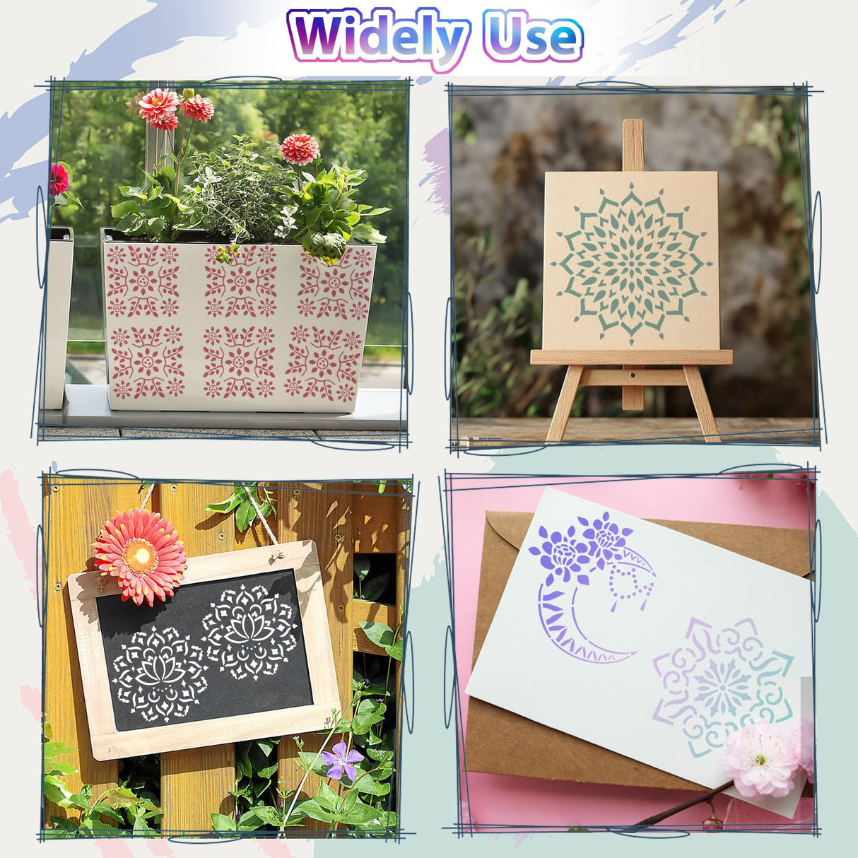 20 Pcs 4x4'' Mandala Stencils for Painting on Wood, Floor, Wall, Tile Fabric, Reusable Furniture Stencils Painting Template Mandala Template for DIY Rock Art Projects Decoration Yazhiji