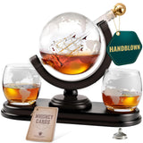 Globe Whiskey Decanter Gift Set by Royal Reserve | Etched World Map Globe Decanter 29 oz 850 ml with Glasses for Bourbon, Liquor – Whiskey Gifts for Men Dad Boyfriend Husband Royal Reserve