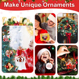 Jenaai 48 Pcs Sublimation Ornament Blanks 2.95 Inch Christmas Double Sided Sublimation Blank Pendants with Rope MDF Heat Transfer Disc Blanks for Party Xmas Tree Decorations and DIY Crafts, 4 Shapes Jenaai