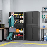 Letaya Metal Garage Storage Cabinet,71" Heavy Duty Steel Cabinet Tool Cabinet with 4 Door Lock-Adjustable Shelves and 2 Drawer for Garage Home Office Utility Room (Black) Letaya