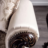 Furniture of America Zephyra Traditional Faux Leather Upholstered Loveseat with Rolled Arm and Accent Pillows, Wooden Comfortable Couch for Living Room, Office, Bedroom, Dark Cherry/Beige Furniture of America