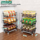 OKZEST 3-Tier Rolling Pantry Floor Organizers and Storage Cart with Wheels, Stackable Wire Pantry Baskets for Pantry Shelves, Kitchen Fruit Basket Stand and Storage Rack for Fruit Snack Onion Potato OKZEST