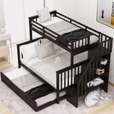 Espresso Twin Over Full Bunk Bed with Trundle and Storage Shelves by Harper & Bright Designs Harper & Bright Designs
