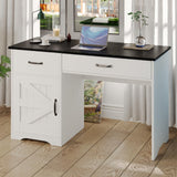 MaverickFurni White Desk with Drawers, Farmhouse Computer Desk with Drawers and Cabinet, 48 Inch Rustic Executive Office Desk for Home Office and Study MaverickFurni