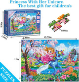 Princess and Unicorn 100 Piece Puzzles for Kids Ages 4-6 Jigsaw Puzzles for Toddlers Girls 3-5 Preschool Educational Puzzles Boards Toys Gifts for Girls Boys 3 4 5 6 Eirenke