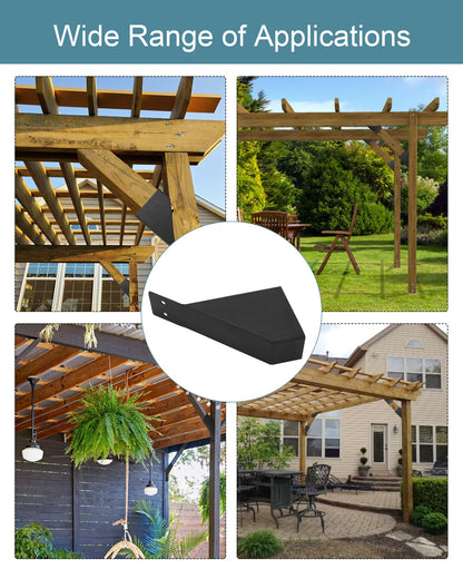 45-Degree Pergola Brace, 8 Pcs Angle Support Bracket, with Drain Holes, Fit for 2''x4'' Wood Posts, Can Be Used for Gazebos, Garages, Patios, Tree Houses, Cabins, Lawns, Yards…