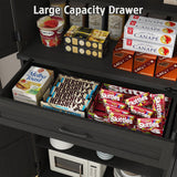 72" Tall Kitchen Pantry Storage Cabinet, Farmhouse Storage Cabinet with Organizer, Large Capacity Storage Cabinet with Drawer,Freestanding Cupboard for Kitchen, Dining Room, Living Room, Black Halitaa