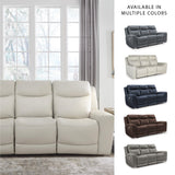 Signature Design by Ashley Mindanao Modern Leather Match Power Reclining Sofa with Adjustable Headrest and USB Ports, Light Gray Signature Design by Ashley