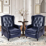 PALLOME Wingback Recliner Chair with Massage and Heat PU Leather Push Back Arm Chair, Recliner Chair for Living Room Bedroom Home Theater (2,Navy Blue) PALLOME